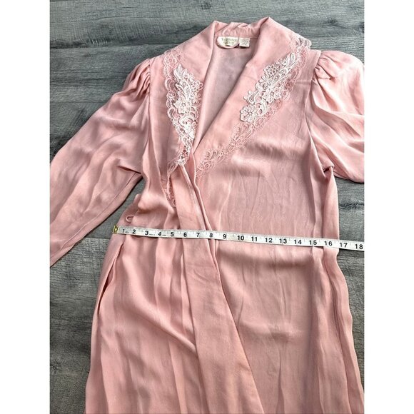 Vintage Victoria's Secret Gold Label Robe‎ Small Pink Lace Padded Shoulders 80s - Picture 10 of 16